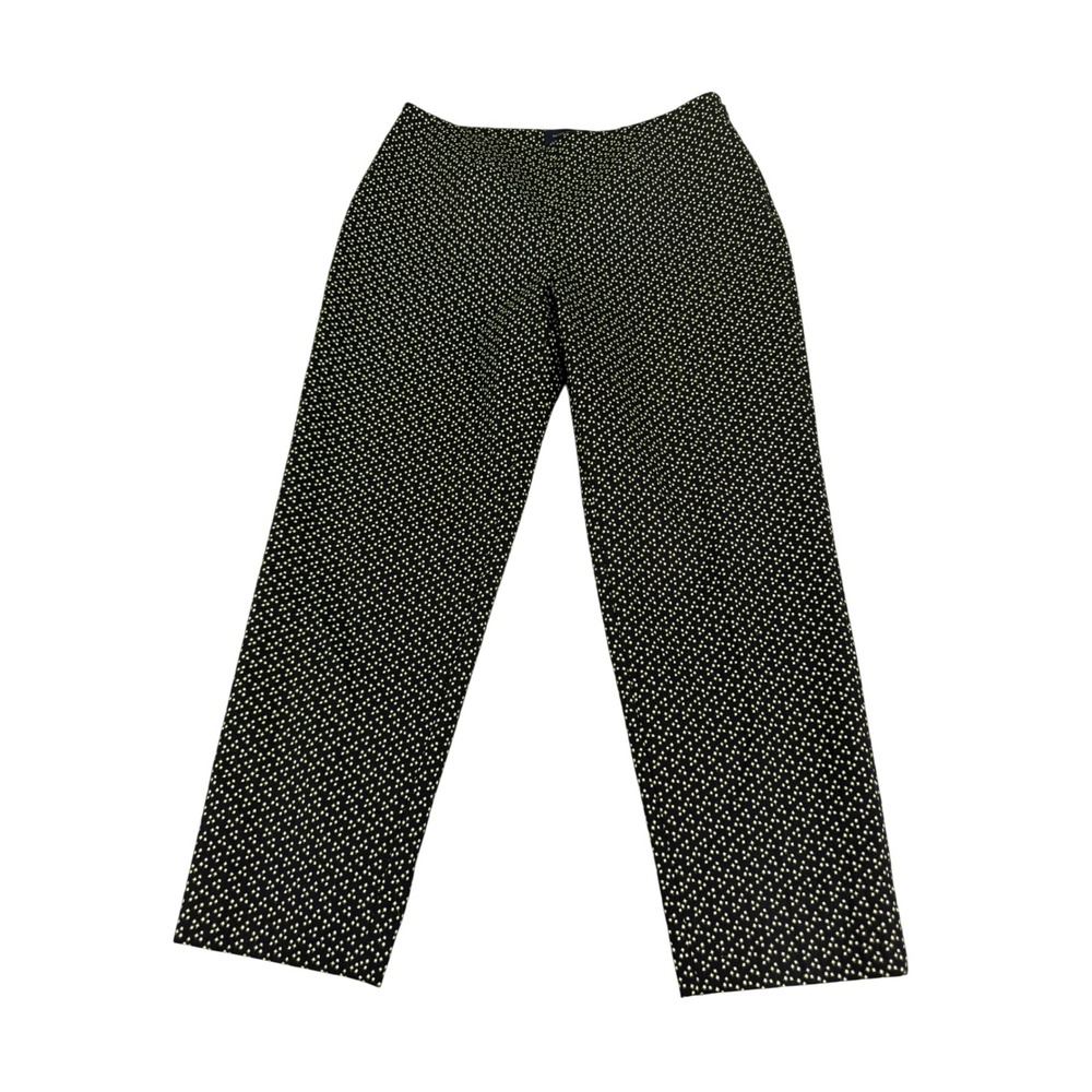 Piazza Sempione Audrey Black Yellow Print Side Zip Straight Leg Pants Italy 48